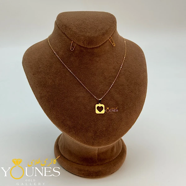 آویز قلب مربعی طلا لیزری